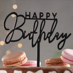 Топпер "Happy Birthday", черный глянец