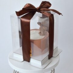 Коробка для торта прозрачная с пьедесталом 15х15х20 см (10шт)